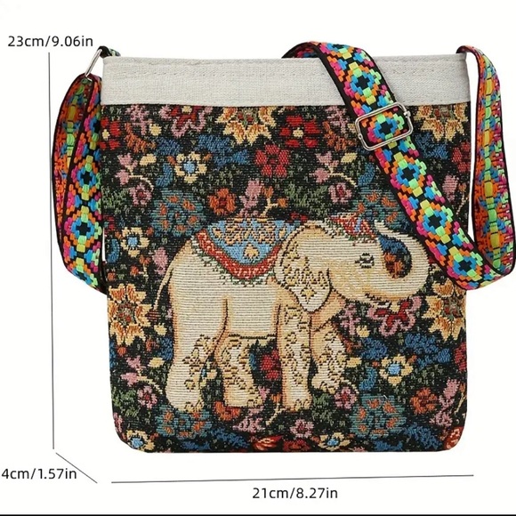B03 ❤️ Elephant Ethnic Vintage Style Boho Crossbody Purse Bohemian Shoulder Bag - Picture 3 of 6